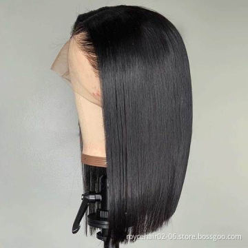 Cheap Thick Brazilian Virgin Human Hair10 Inch Bob Wig Remy Pre Plucked Short 13x6x2 Lace Front Wig